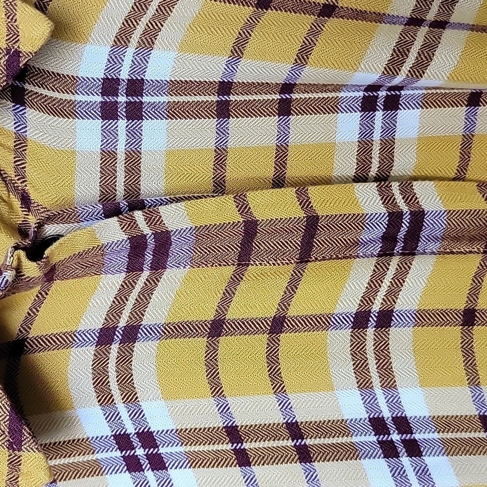 Lane Bryant Plus Size 22/24 Yellow Plaid Button Front Long Sleeve Top - Picture 5 of 11
